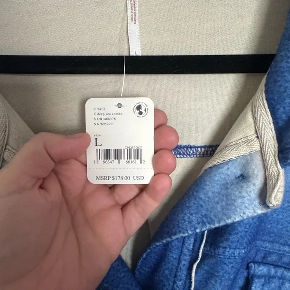 Free People Blue and Cream Ombre Button-Up Shacket - Picture 4 of 8